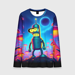 Лонгслив мужской Сынишка Бендера в сказочном лесу светящихся грибов, цвет: 3D-принт