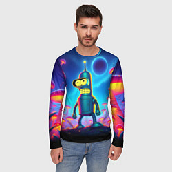 Лонгслив мужской Сынишка Бендера в сказочном лесу светящихся грибов, цвет: 3D-принт — фото 2
