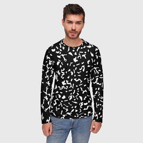 Мужской лонгслив Черный камуфляж / 3D-принт – фото 3