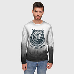 Лонгслив мужской Лес мой храм - медведь бог лесов, цвет: 3D-принт — фото 2