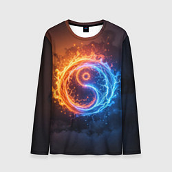 Лонгслив мужской Инь ян огонь и лёд, цвет: 3D-принт
