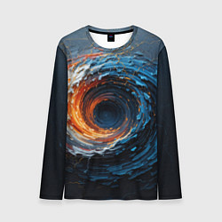 Мужской лонгслив Краска синяя и оранжевая в форме вихря
