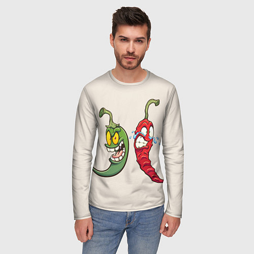 Мужской лонгслив Мультяшные чили перцы безумные / 3D-принт – фото 3