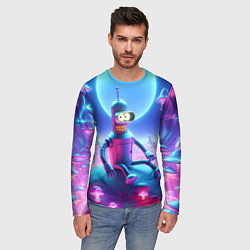 Лонгслив мужской Bender bending robot on the amazing neon mushroom, цвет: 3D-принт — фото 2