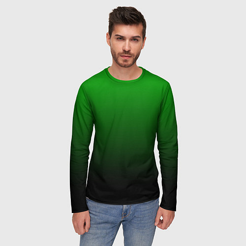Мужской лонгслив Green gradient / 3D-принт – фото 3