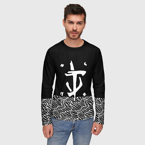 Мужской лонгслив Doom геометрия линии / 3D-принт – фото 3