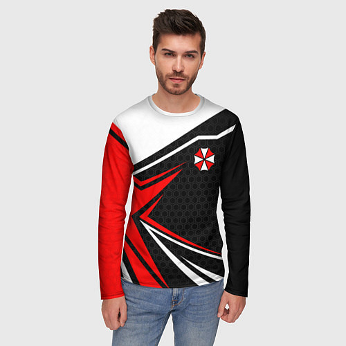 Мужской лонгслив Umbrella - red uniform / 3D-принт – фото 3