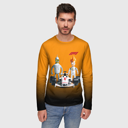 Мужской лонгслив Механик Бендер и пилот формулы 1 Фрай / 3D-принт – фото 3