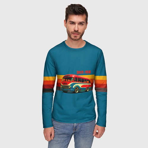 Мужской лонгслив Ретро автобус ЗИЛ 156 поп-арт / 3D-принт – фото 3