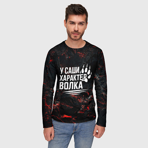 Мужской лонгслив У Саши характер волка / 3D-принт – фото 3