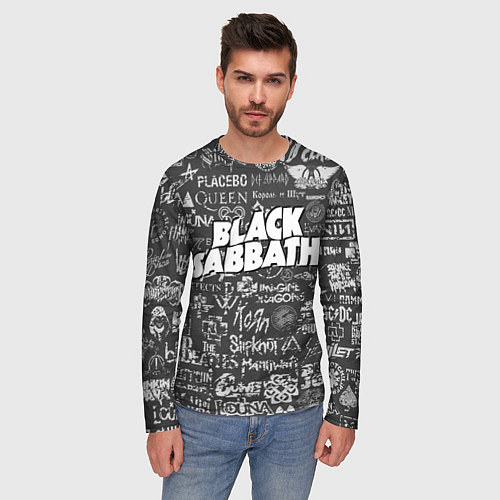 Мужской лонгслив Black Sabbath pattern / 3D-принт – фото 3