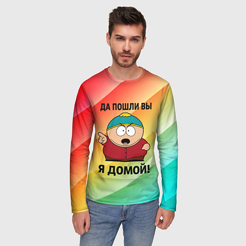 Мужской лонгслив Эрик Картман - да пошли вы / 3D-принт – фото 3
