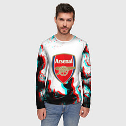 Лонгслив мужской Arsenal огонь глитч, цвет: 3D-принт — фото 2