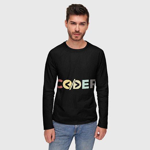 Мужской лонгслив Кодер / 3D-принт – фото 3