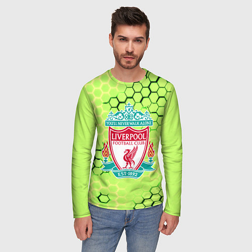 Мужской лонгслив Ливерпуль кислотные соты / 3D-принт – фото 3