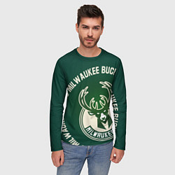 Лонгслив мужской Milwaukee Bucks надпись, цвет: 3D-принт — фото 2
