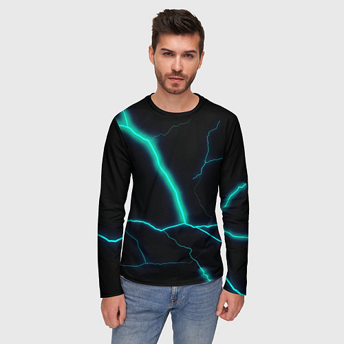 Мужской лонгслив Dark blue / 3D-принт – фото 3