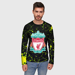 Лонгслив мужской Ливерпуль зеленые трещины, цвет: 3D-принт — фото 2