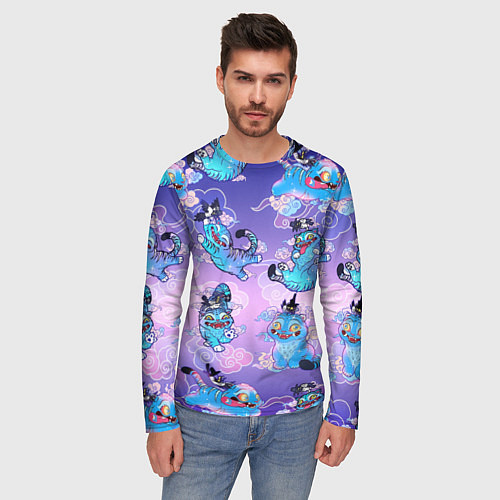 Мужской лонгслив Тигр с сорокой / 3D-принт – фото 3