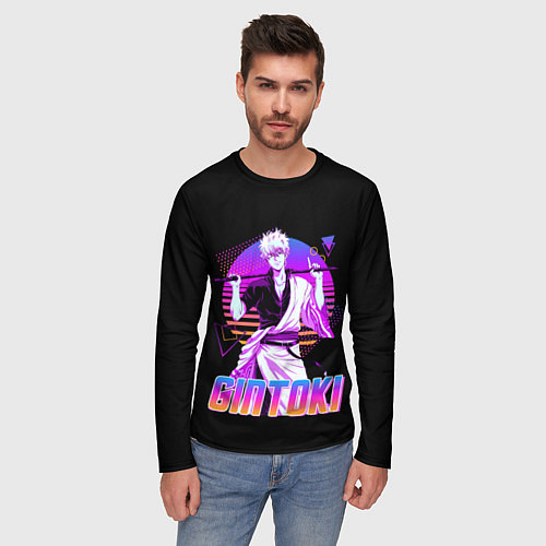 Мужской лонгслив Гинтама ретро / 3D-принт – фото 3