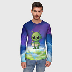 Лонгслив мужской Малыш инопланетянин с молоком, цвет: 3D-принт — фото 2