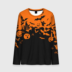 Лонгслив мужской Хэллоуин тыквы и призраки, цвет: 3D-принт
