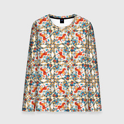 Лонгслив мужской Орнамент с лошадью - символом Нового 2026 года, цвет: 3D-принт