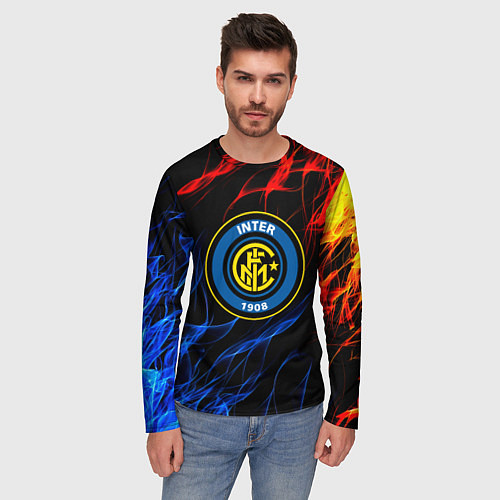 Мужской лонгслив Интер битва огней / 3D-принт – фото 3