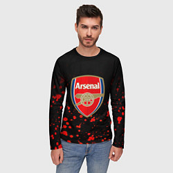 Лонгслив мужской Арсенал красные краски всплеск, цвет: 3D-принт — фото 2