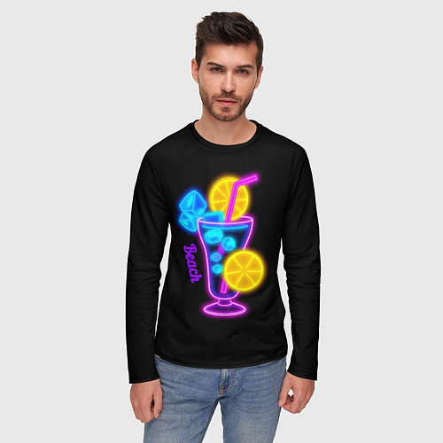 Мужской лонгслив Night beach / 3D-принт – фото 3