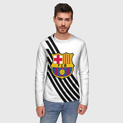 Лонгслив мужской Barcelona черно белые полосы, цвет: 3D-принт — фото 2