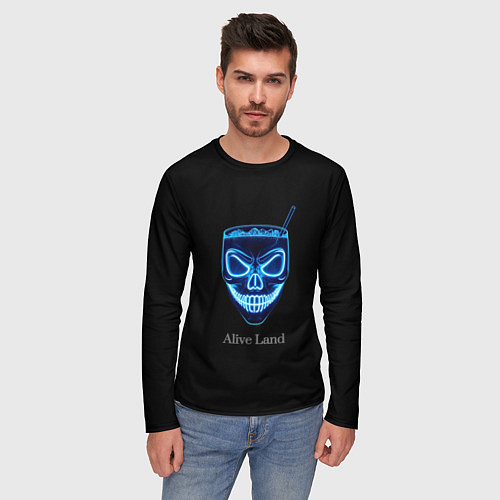 Мужской лонгслив Neon skull cocktail / 3D-принт – фото 3