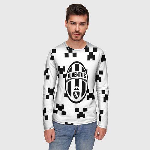 Мужской лонгслив Juventus x minecraft pattern / 3D-принт – фото 3