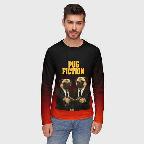 Мужской лонгслив Пародия - Криминальное чтиво с мопсами / 3D-принт – фото 3