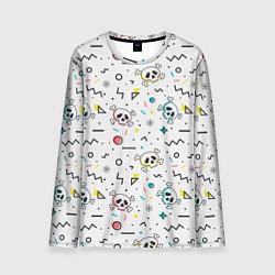 Мужской лонгслив Паттерн с черепами и геометрическими фигурами на Х