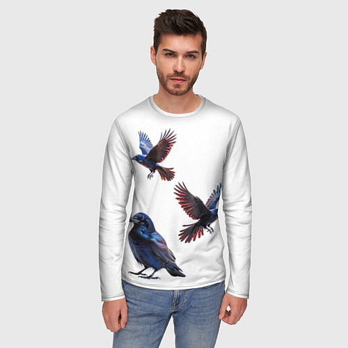 Мужской лонгслив Вороны / 3D-принт – фото 3
