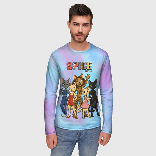 Мужской лонгслив Spice girls кошки из 90х / 3D-принт – фото 3