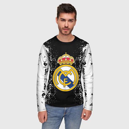 Мужской лонгслив Реал Мадрид текстура краски / 3D-принт – фото 3