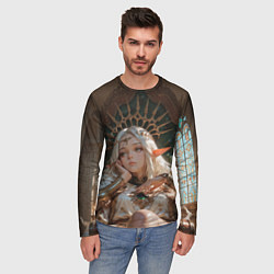 Лонгслив мужской Беловолосая королева эльфов на троне, цвет: 3D-принт — фото 2