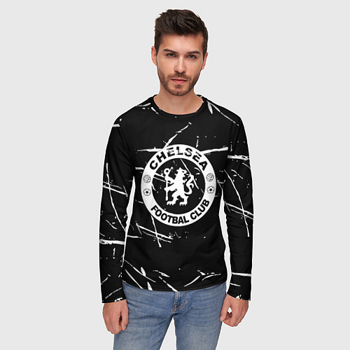 Мужской лонгслив Челси штрихи красок белые / 3D-принт – фото 3
