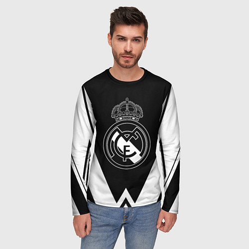 Мужской лонгслив Real Madrid геометрия спорт / 3D-принт – фото 3