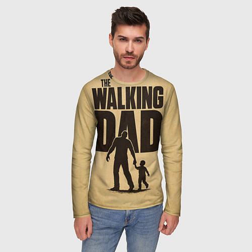 Мужской лонгслив The walking dad - каламбур / 3D-принт – фото 3