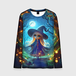 Лонгслив мужской Ведьмочка-малютка в ночь на хэллоуин, цвет: 3D-принт
