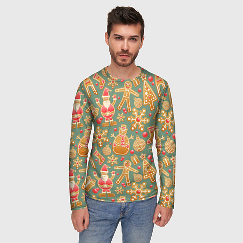 Мужской лонгслив Имбирные пряники / 3D-принт – фото 3