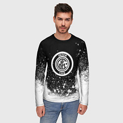 Лонгслив мужской Inter белый всплеск краско, цвет: 3D-принт — фото 2