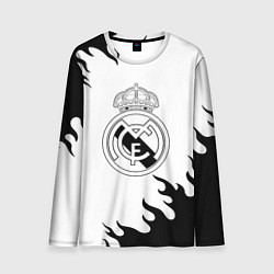 Лонгслив мужской Реал Мадрид черный огонь, цвет: 3D-принт