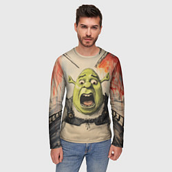 Лонгслив мужской Шрек в панике, цвет: 3D-принт — фото 2