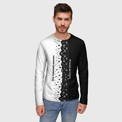Лонгслив мужской Под лежачий камень бело-черный арт, цвет: 3D-принт — фото 2