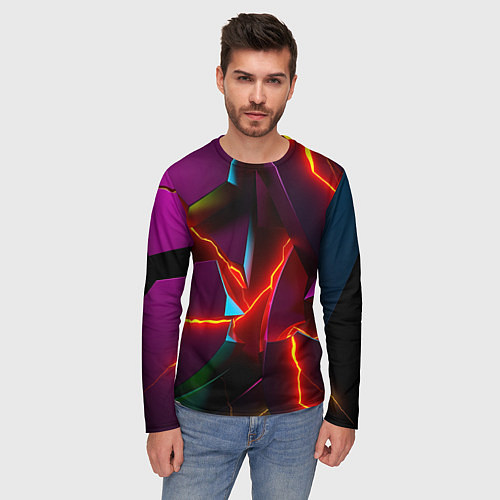 Мужской лонгслив Fractures multicolored tiles / 3D-принт – фото 3