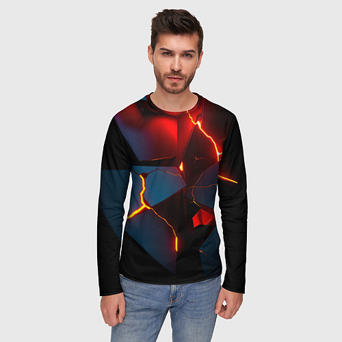Мужской лонгслив Orange rift / 3D-принт – фото 3